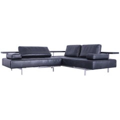 Rolf Benz Dono Designer Corner Sofa Dark Blue Leather Couch Modern