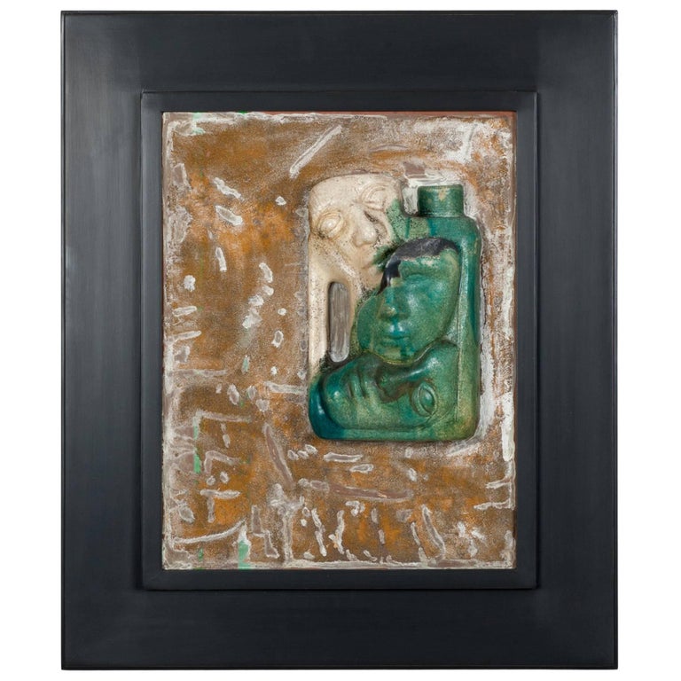 MidCentury Italian WallMounted Ceramic Sculpture Composition
