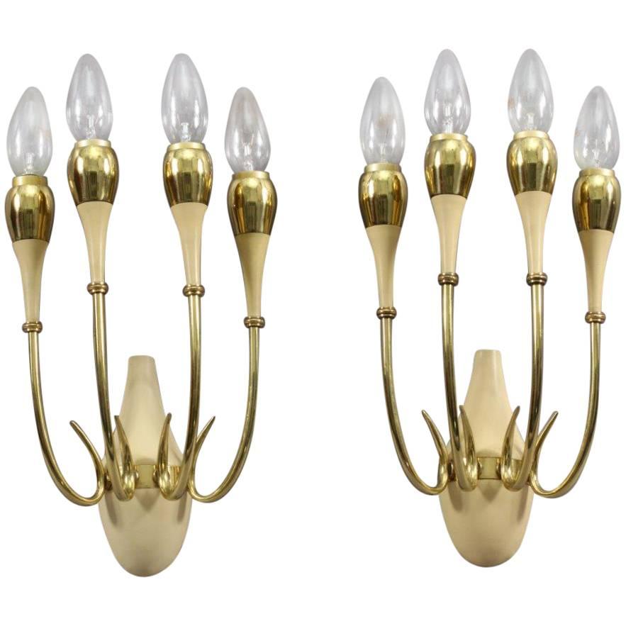 Pair of Wall Sconces by Arredoluce, Italy, 1950 For Sale