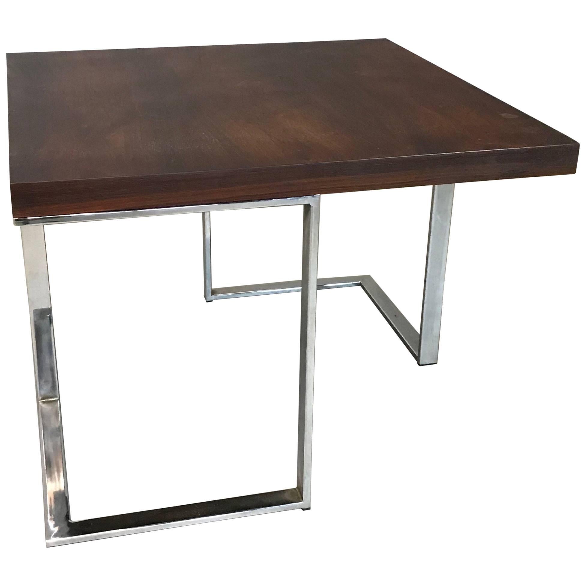 Modernist Rosewood and Chrome Coffee or Side Table For Sale