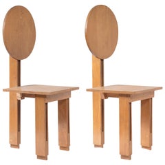 Set of Two Vintage Wood Constructivist Chairs