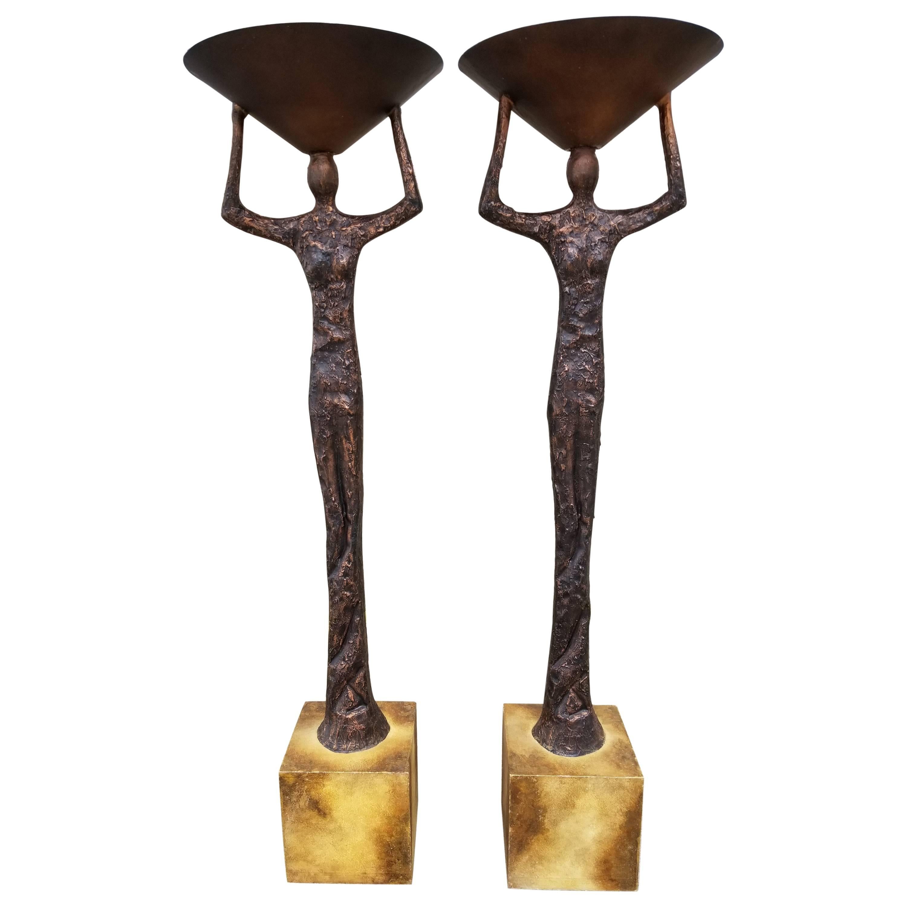Brutalist Floor Lamps in the Manner of Alberto Giacometti For Sale