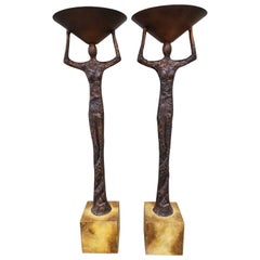 Vintage Brutalist Floor Lamps in the Manner of Alberto Giacometti