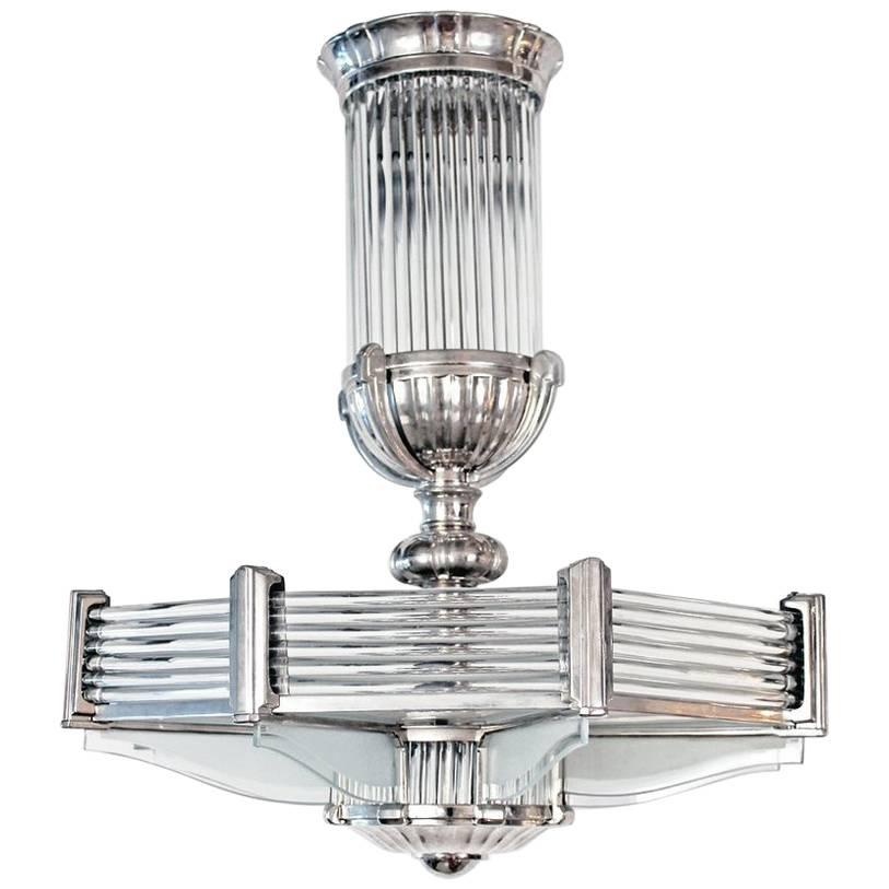 French Art Deco Modernist Chandelier by Atelier Petitot For Sale
