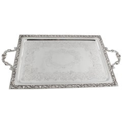 19th Century Victorian Silver Plated Rectangular Tray