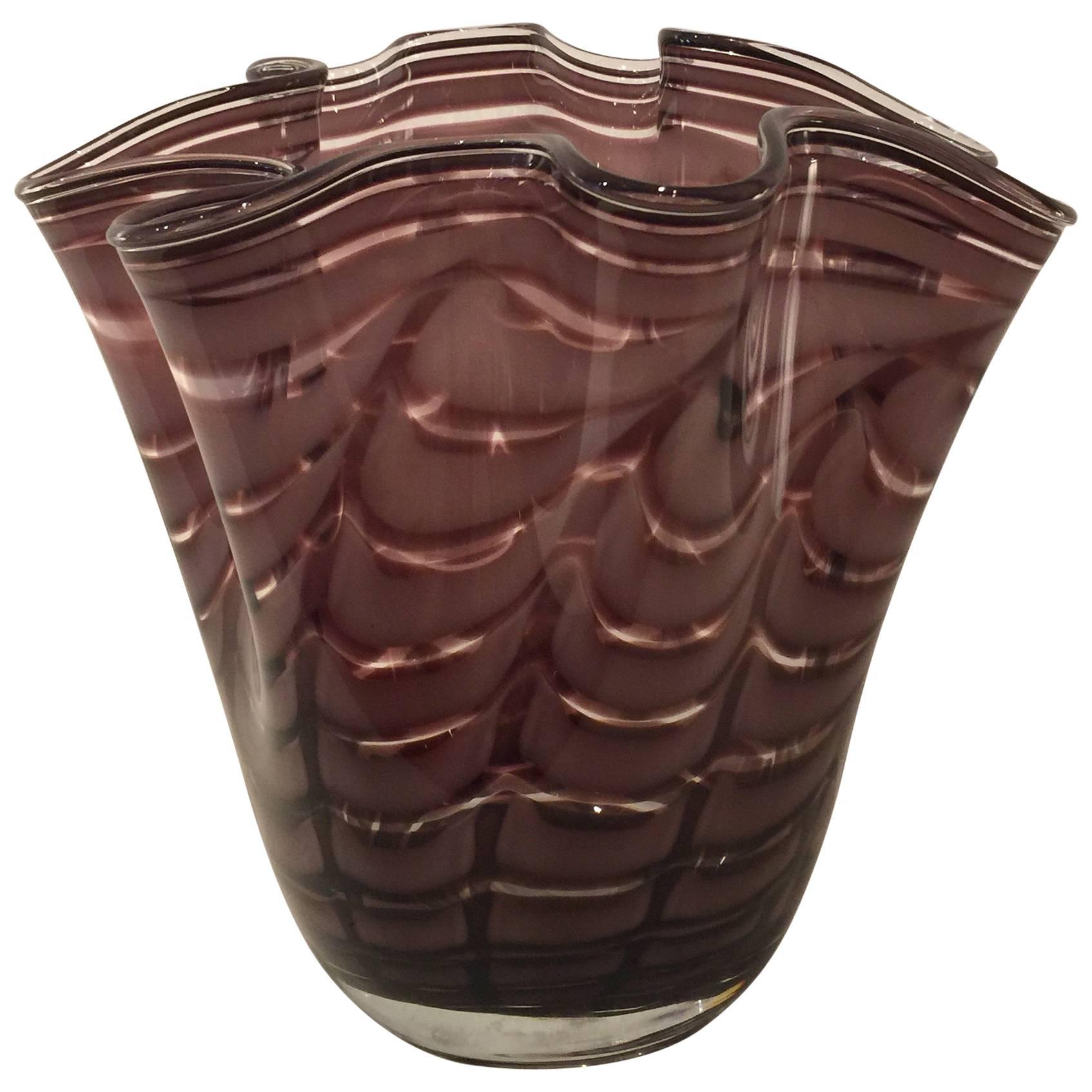 Vintage Violet Colored Murano Glass Vase For Sale
