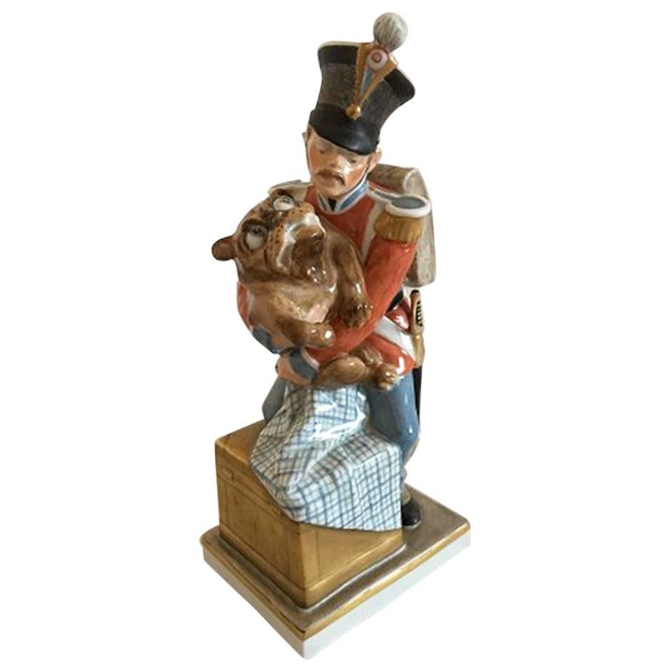 Royal Copenhagen over Glaze Figurine Soldier with Dog Tinderbox #1156