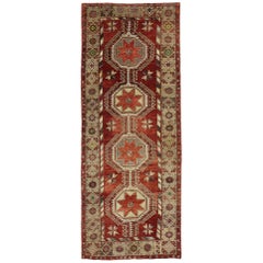Türkischer Oushak Vintage-Vintage-Galerie-Teppich mit Mid-Century Modern-Stil, Flur-Läufer