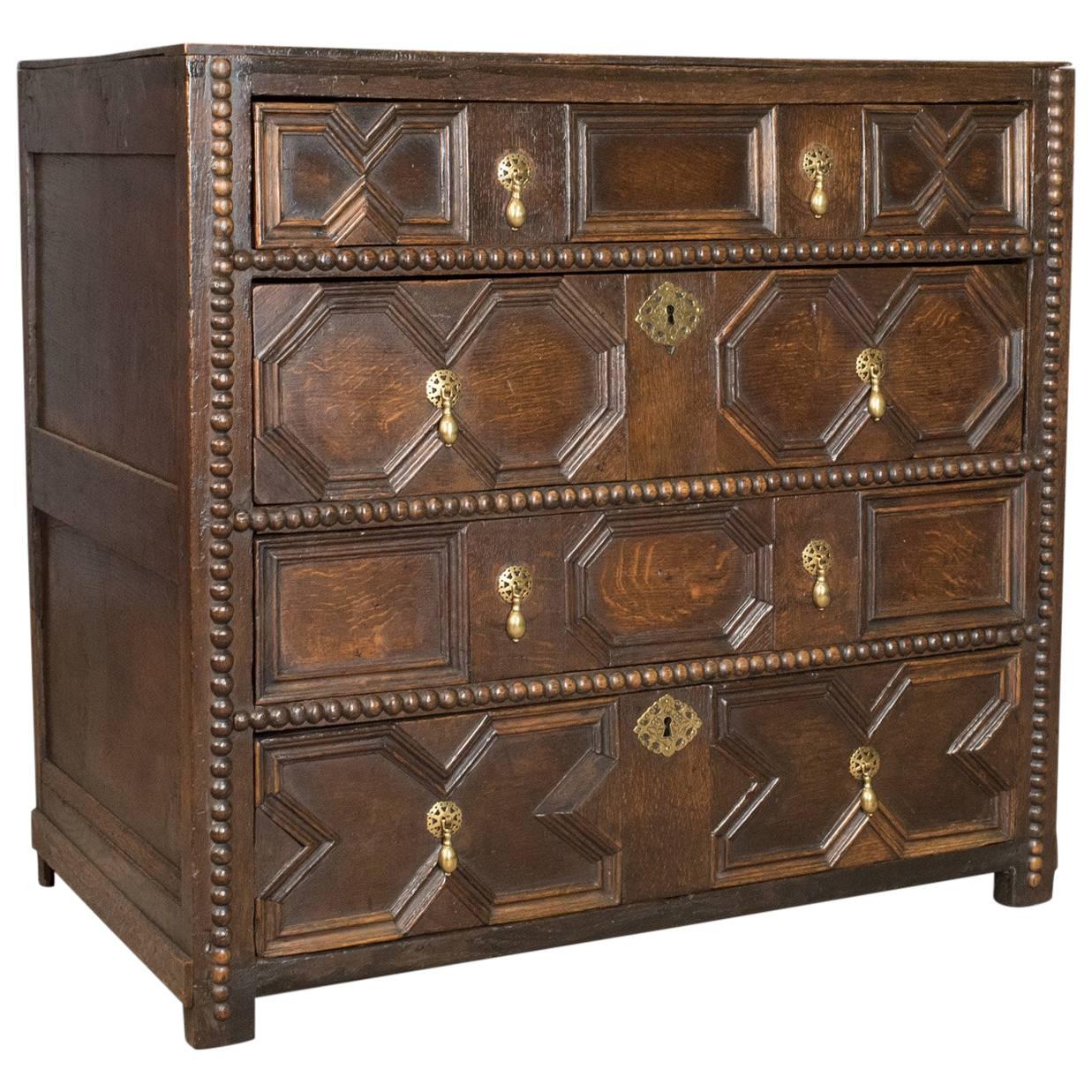 Antique Chest of Drawers, English, Oak, Late 17th Century, circa 1690