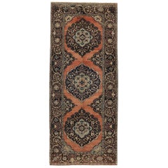 Retro Turkish Oushak Gallery Rug with Jacobean Style, Wide Hallway Runner