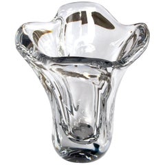 Impressively-Large and Heavy French Daum Clear Crystal Vase, circa 1945-1950