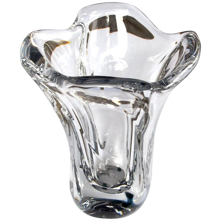 Impressively-Large and Heavy French Daum Clear Crystal Vase, circa 1945-1950  at 1stDibs | daum crystal vase, daum glass, daum france crystal vase