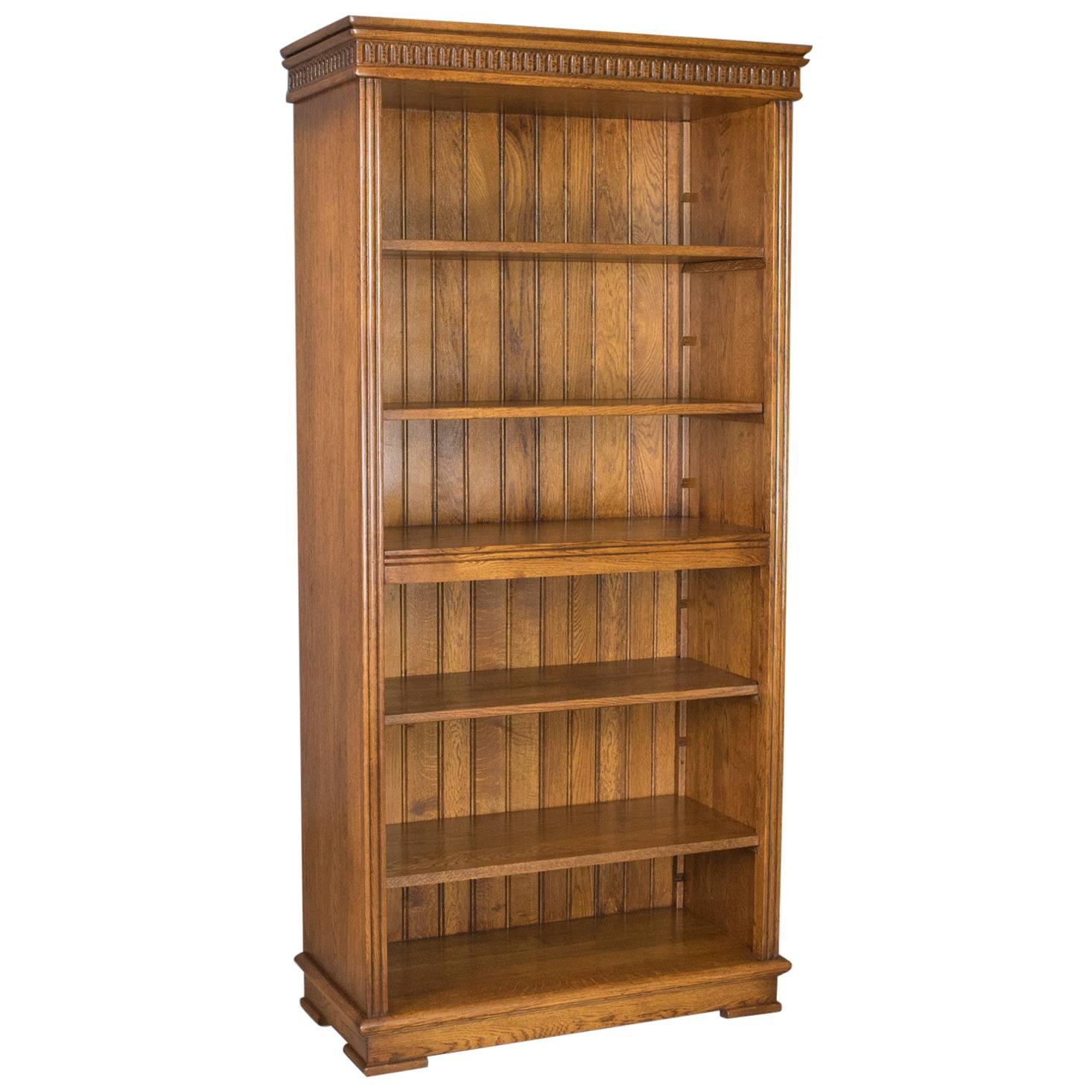 Mid-Sized, Tall, Open Bookcase, Oak, Gothic Overtones 20th Century