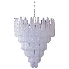Huge Italian vintage Murano glass chandelier - 75 glass petals drop