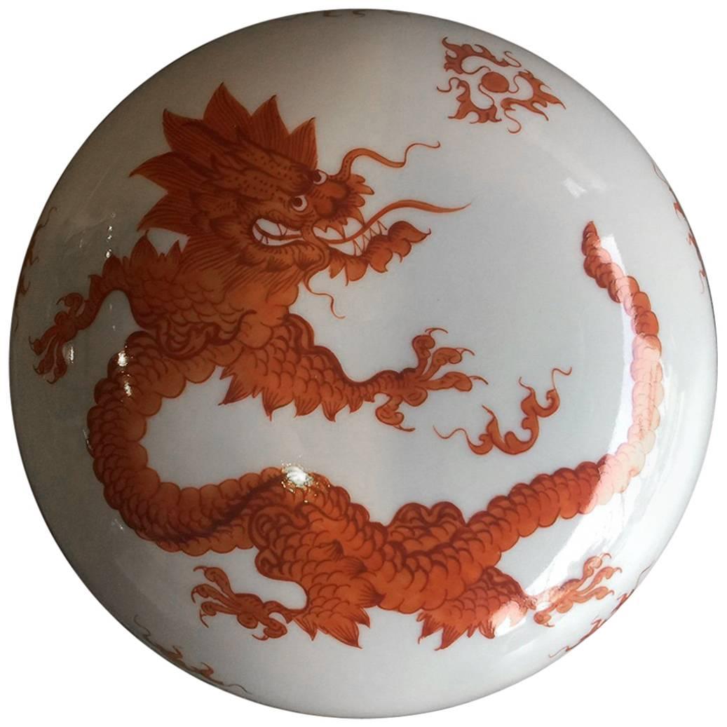 Ming Dragon Vintage Porcelain Lidded Bowl / Box by Meissen
