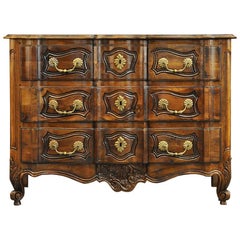 Louis XV Period 1750s Country French Four-Drawer Walnut Commode en Arbalète