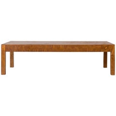 Parsons Style Italian Burled Wood Rectangular Coffee Table