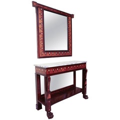 Charles X Inlaid Pier Mirror and Console
