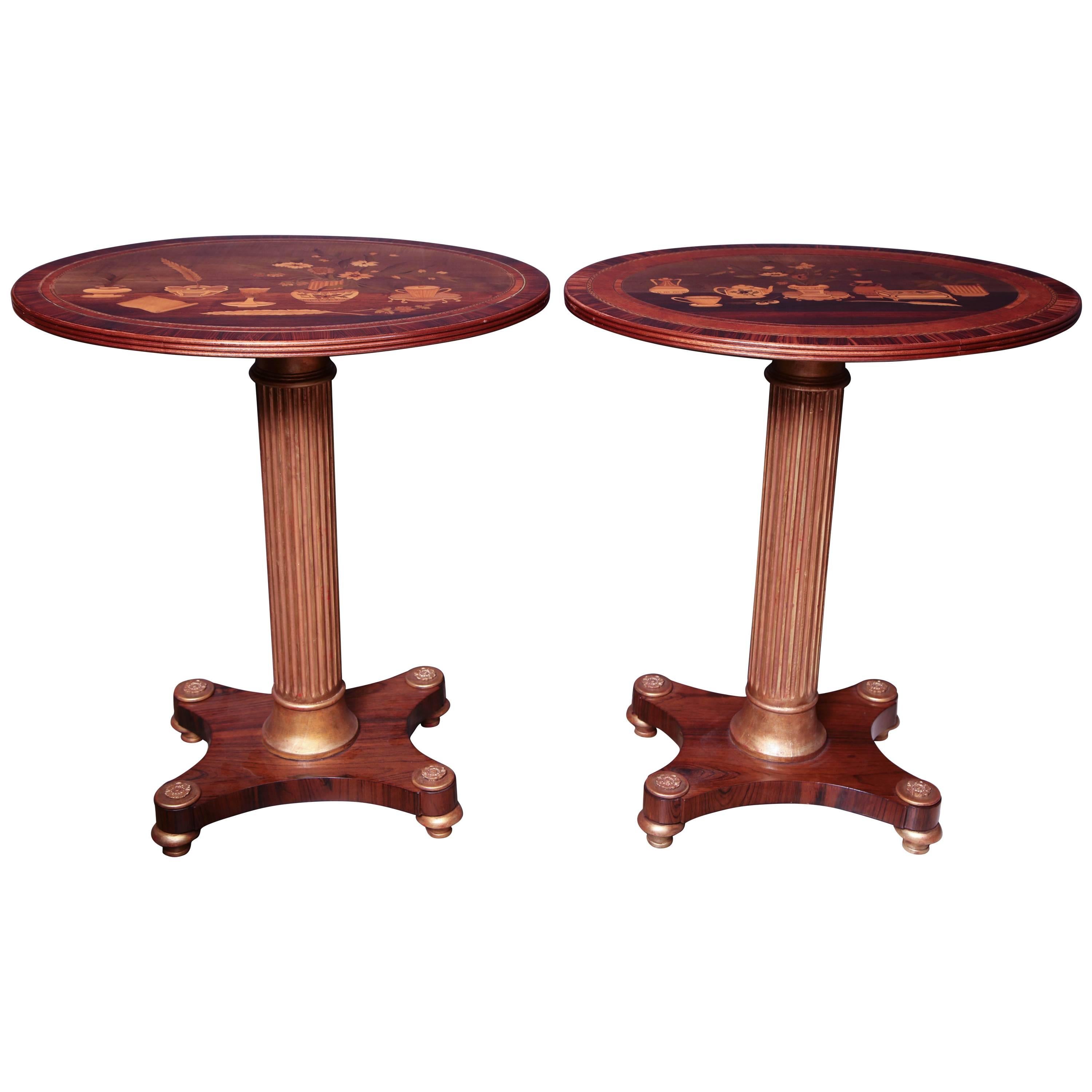 Pair of French Marquetry Side Table