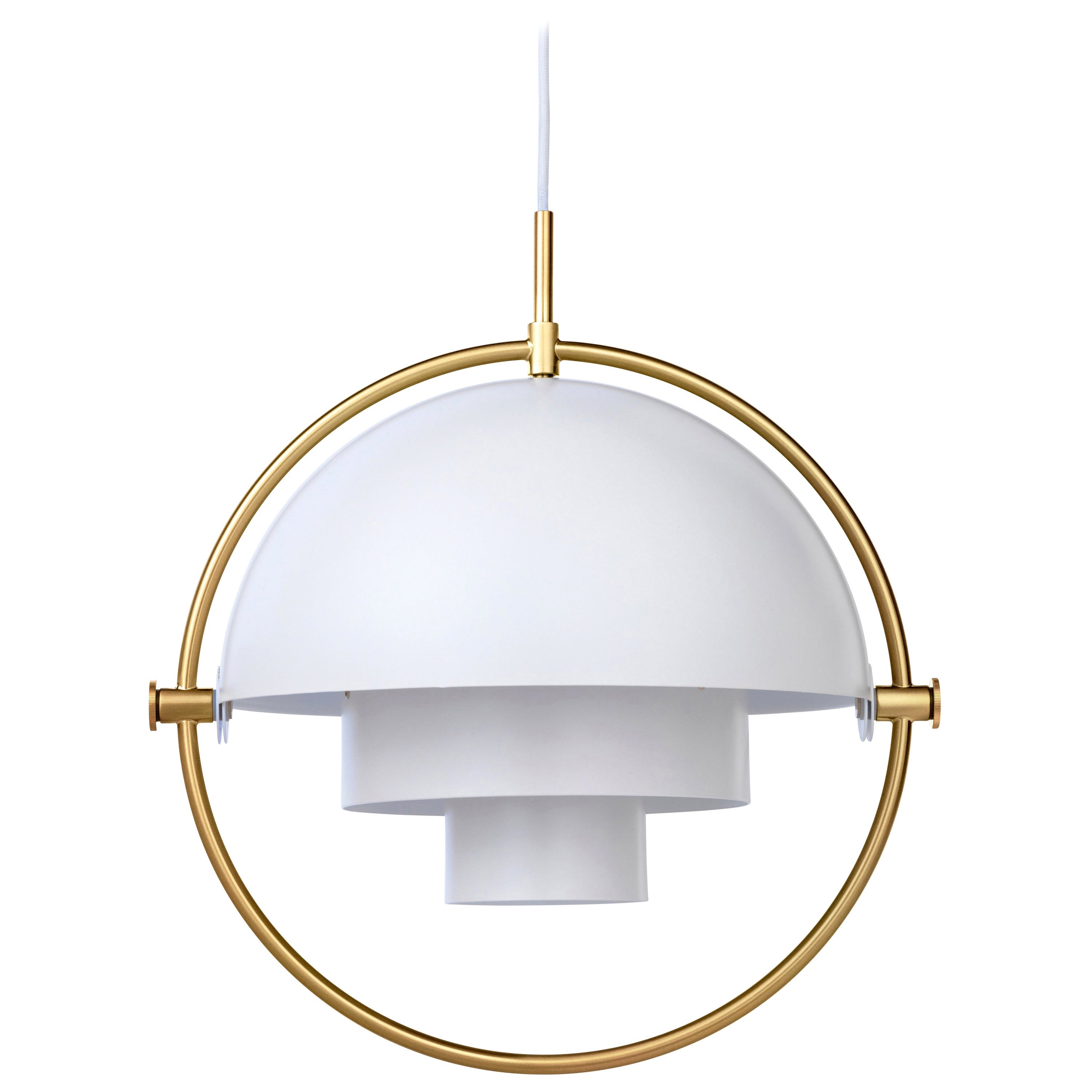 Louis Weisdorf 'Multi-Lite' Pendant Lamp in White / Brass For Sale