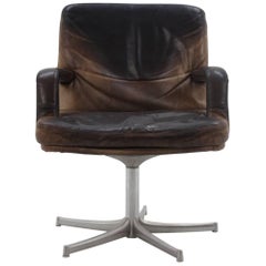 Midcentury Leather Chair Designed by Bernd Münzebrock for Walter Knoll, 1970s