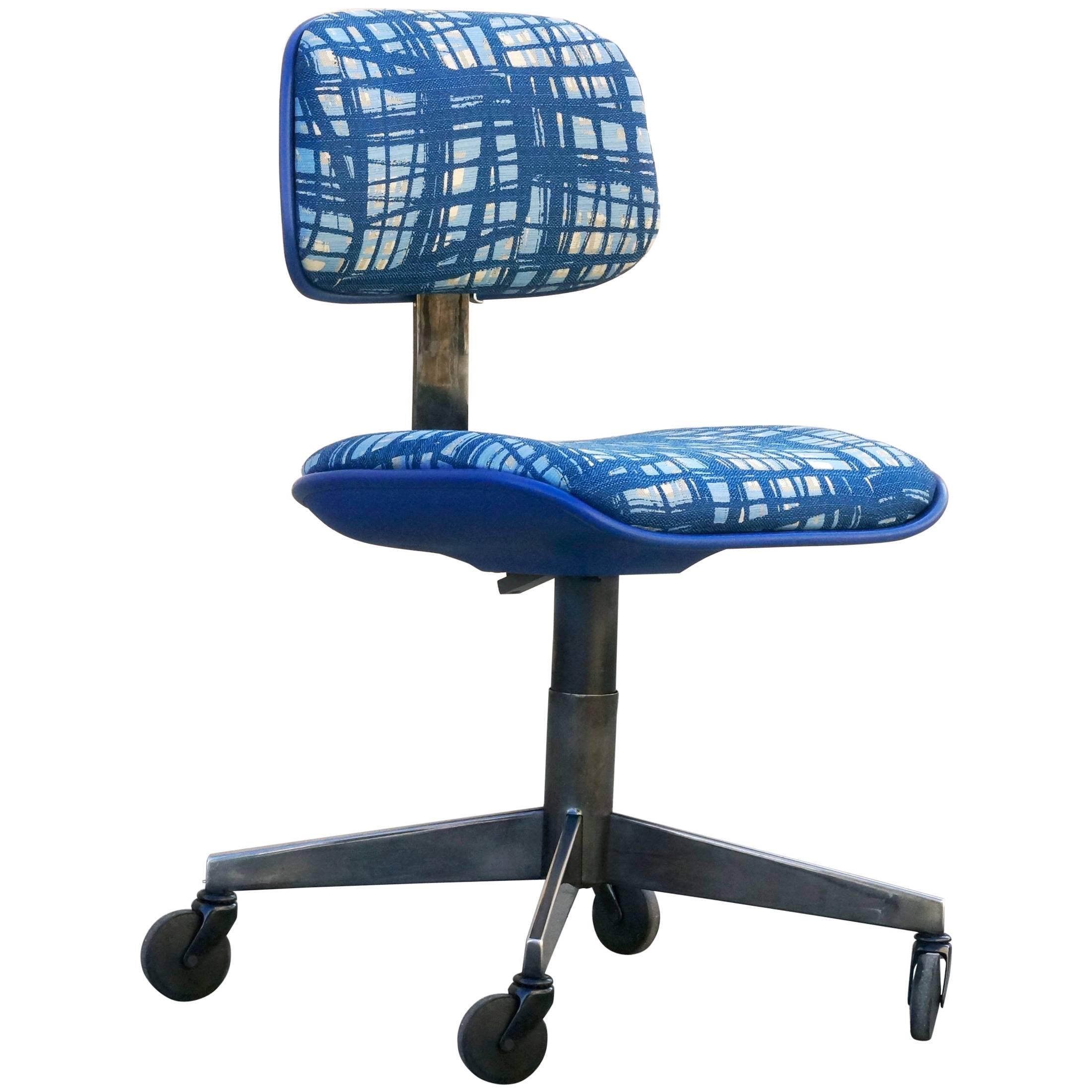 Vintage Chrome Steelcase Task Chair with Abstract Fabric