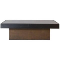 Black Rectangular Blocked Coffee Table with Copper Inlay