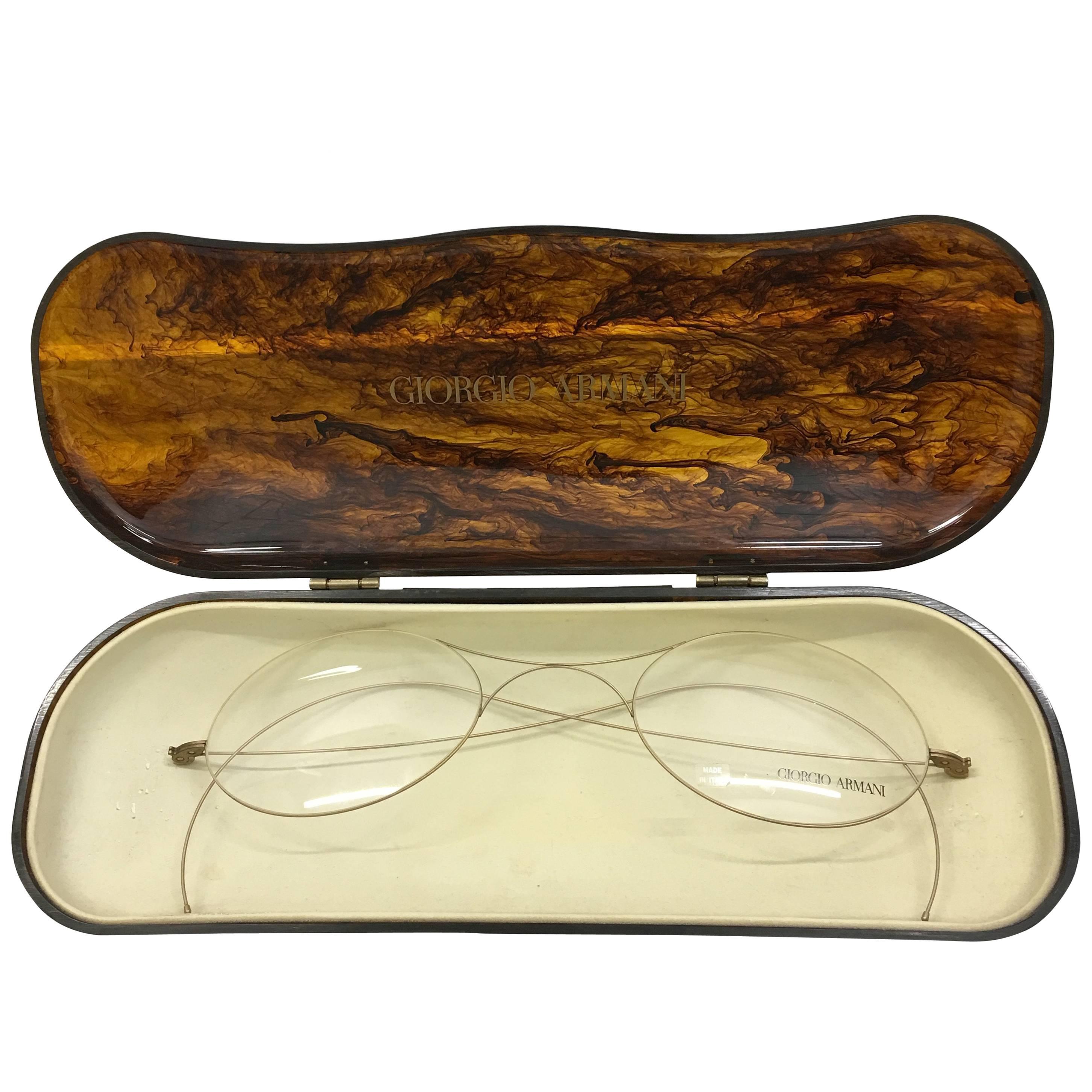 LARGE Tabletop Vintage Armani Glasses Shop Display in Tortoise Shell Case For Sale