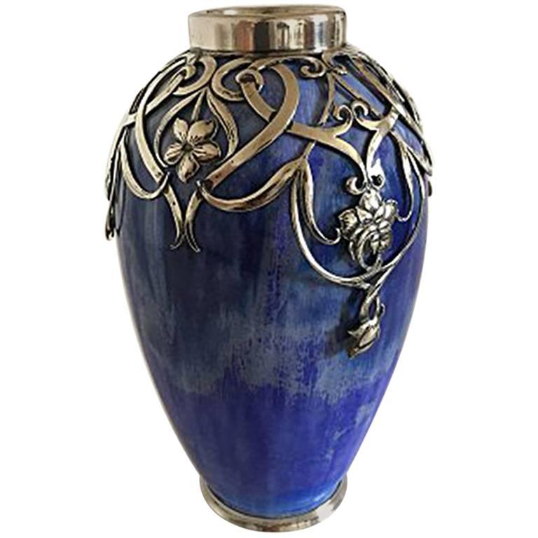 Royal Copenhagen Crystaline Vase by Valdemar Engelhardt & Michelsen Mountings For Sale