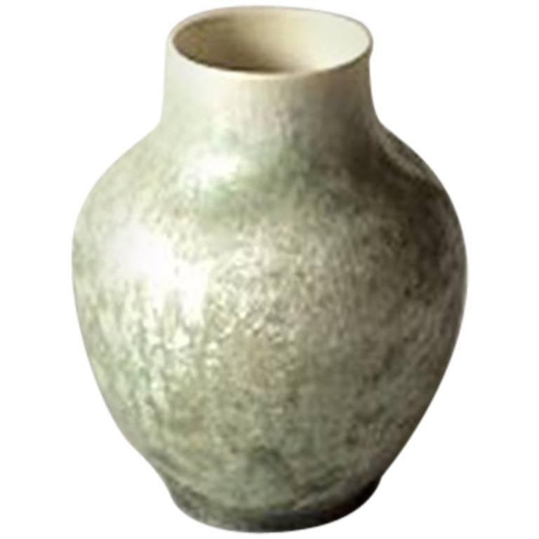 Royal Copenhagen Crystalline Glaze vase in Green by Valdemar Engelhardt H427 For Sale