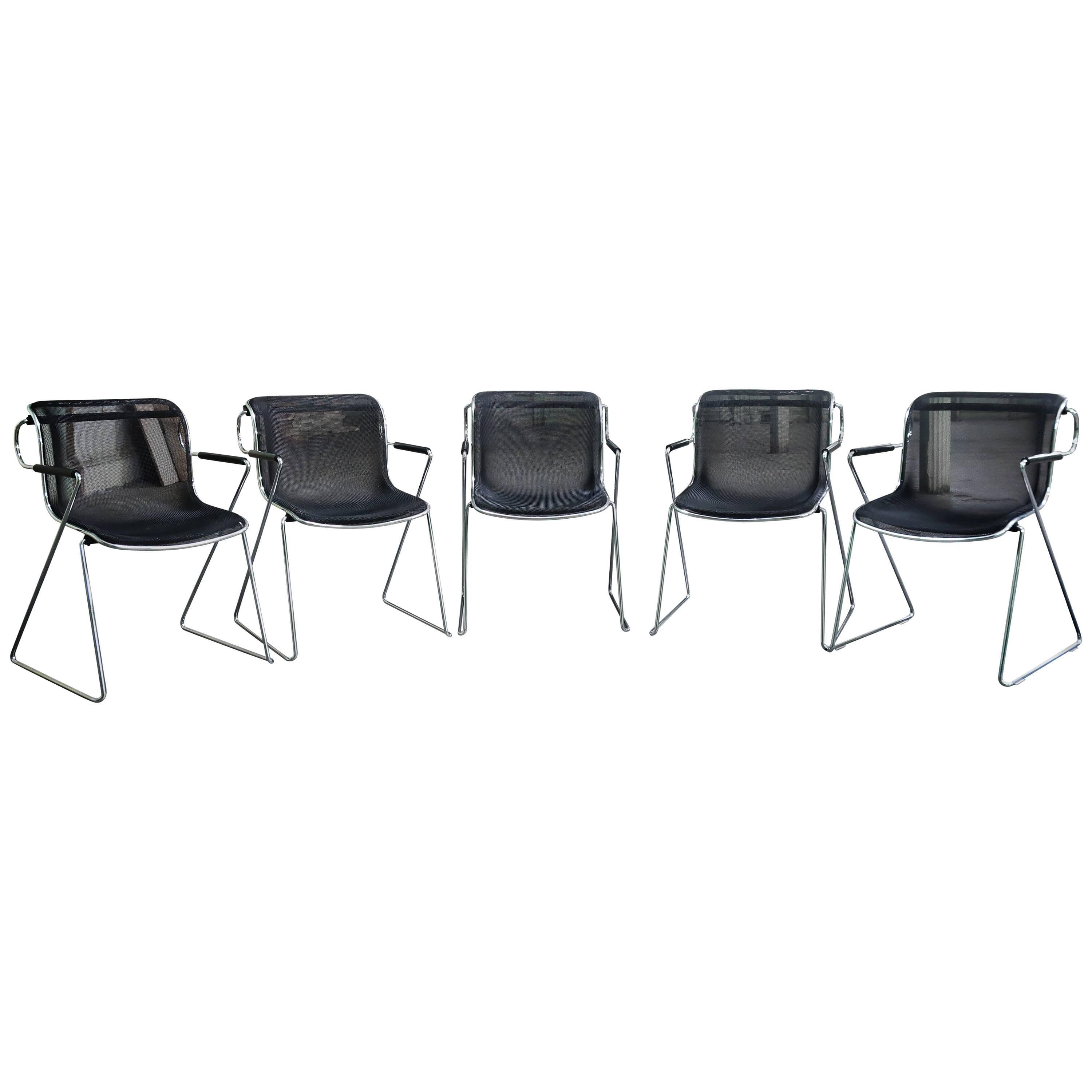 Set of Five Charles Pollock Penelope Chairs for Castelli