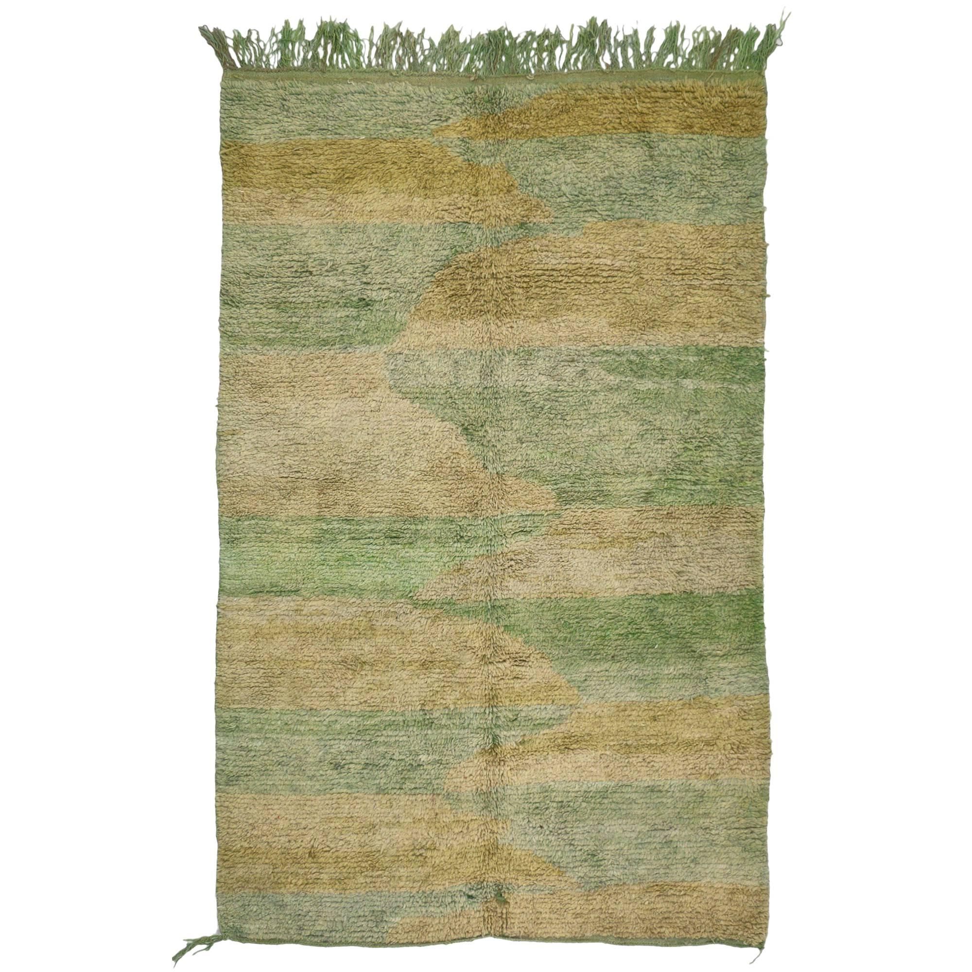 Soft Green Vintage Berber Moroccan Rug with Modern Style