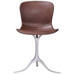 Bespoke Leather Chair with Hand-Cast Brass Base by P. Tendercool in Stock