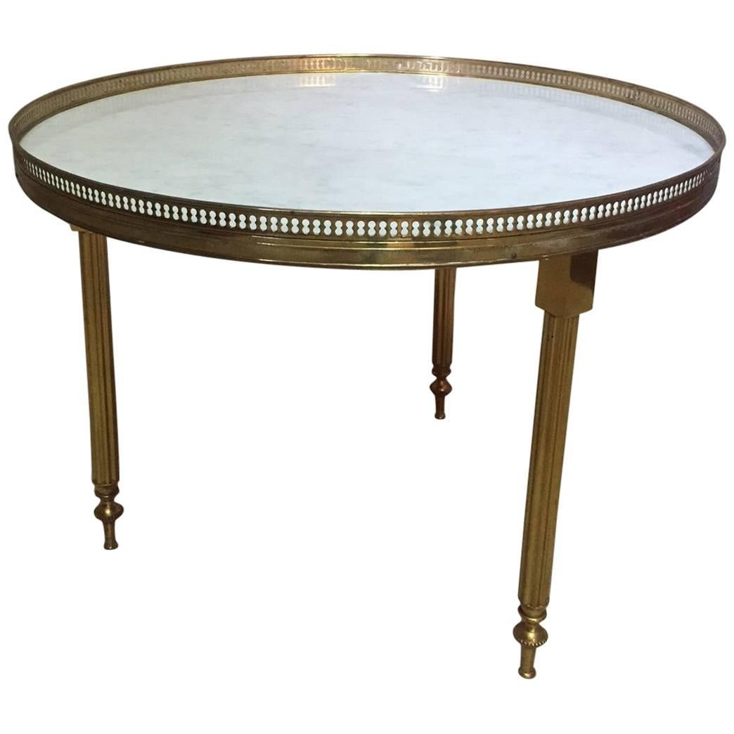 Gilded Brass and White Marble Round Table, 1950s