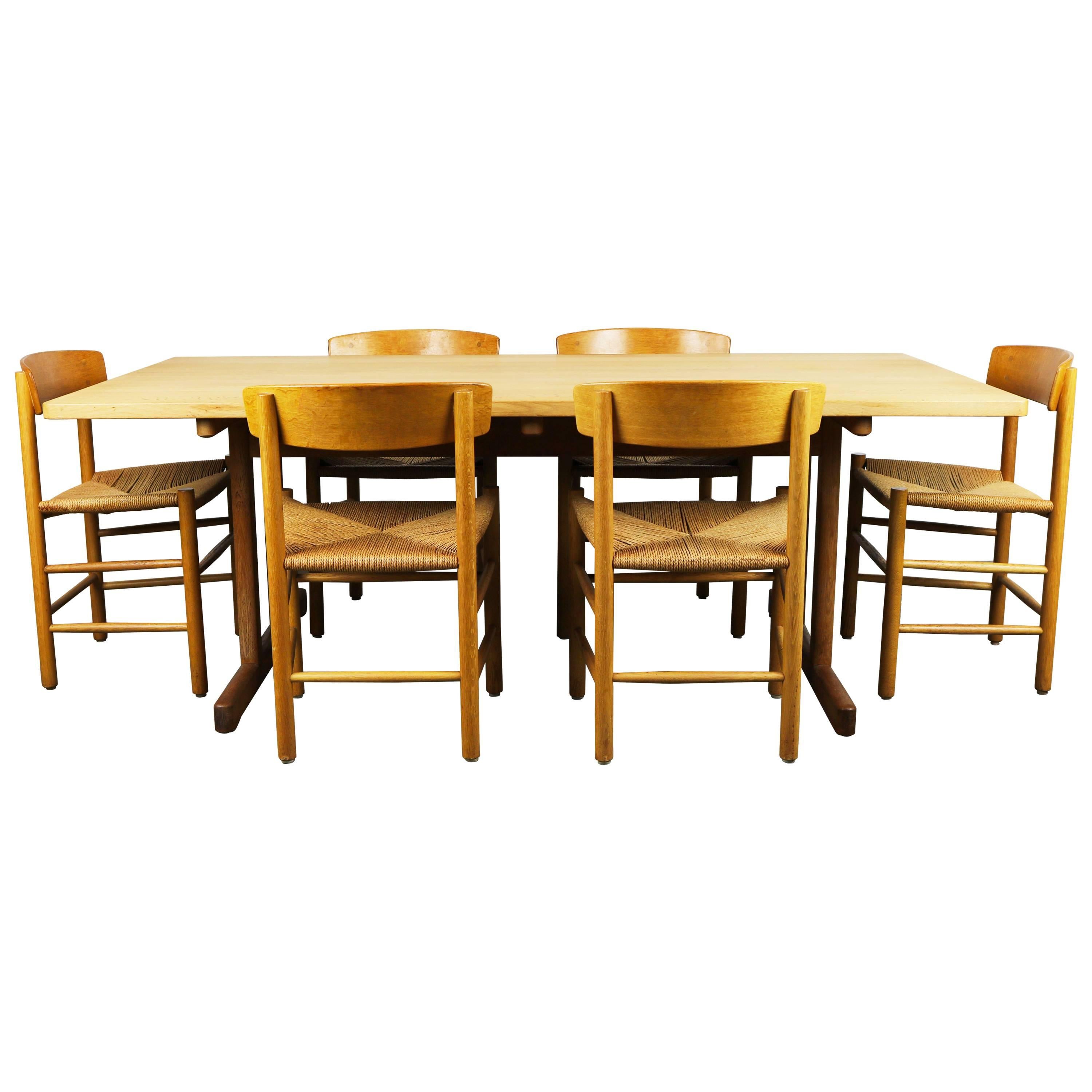 Danish Dining Room Set J39 Chairs & 6286 Table by Borge Mogensen for Fredericia