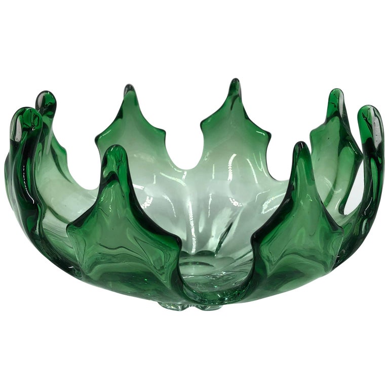 1960s Murano Glass Green Bowl For Sale