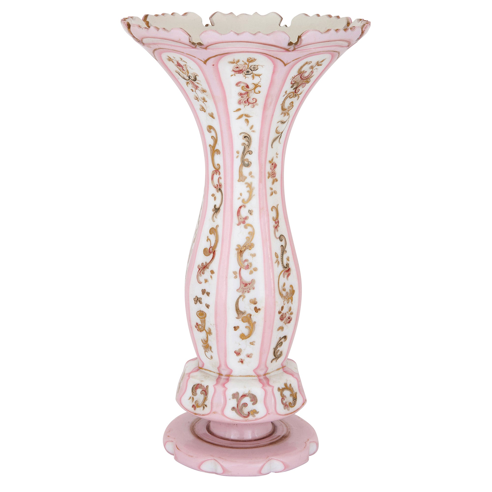 Fine Pair of Antique French Opaque White Opaline Glass Vases For Sale