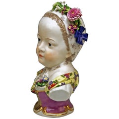 Antique Meissen Bust of a Bourbon Princess Girl Model 2744 by Kaendler, circa 1860-1870