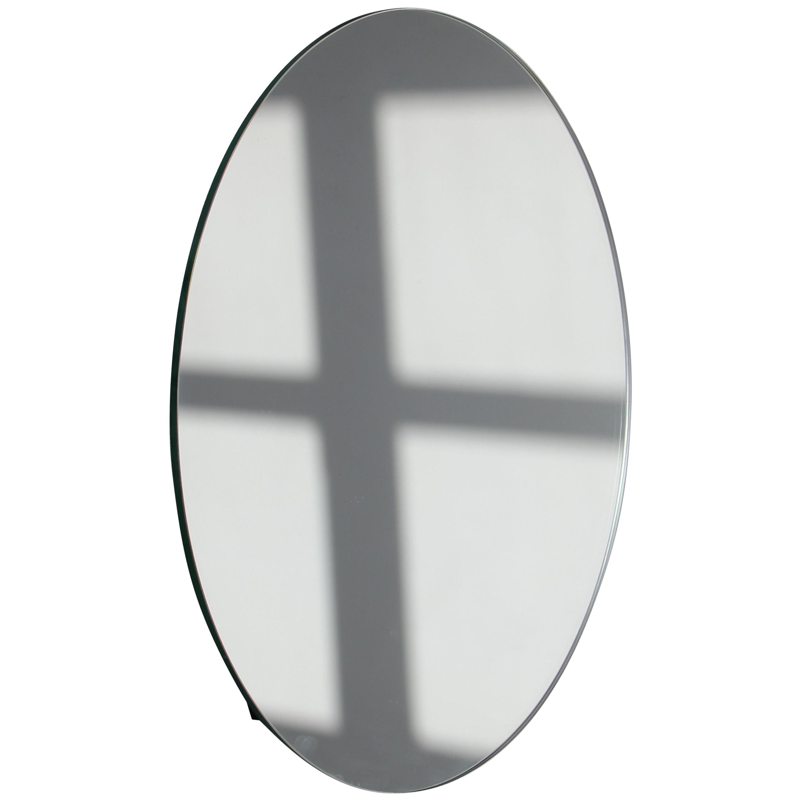 Orbis Round Minimalist Frameless Mirror with Floating Effect, XL