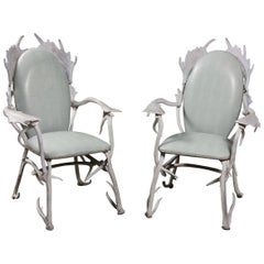 Arthur Court Antler Motif Aluminum Chairs