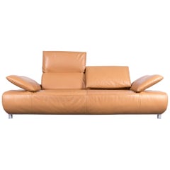 Koinor Volare Designer Sofa Leather Cognac-Colored Three-Seat Couch Function