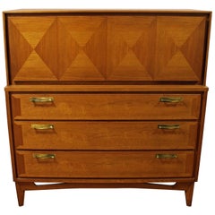 Mid-Century Modern Red Lion Co. Parquet-Front Tall Chest