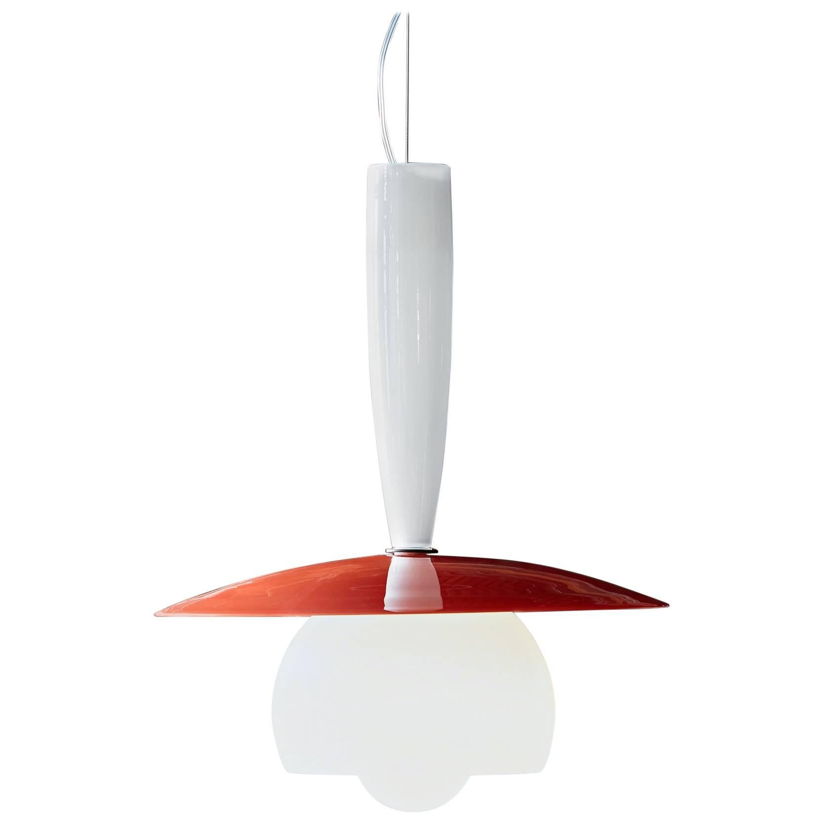 Lungomare C Suspension Lamp in Orange by Carlo Moretti For Sale