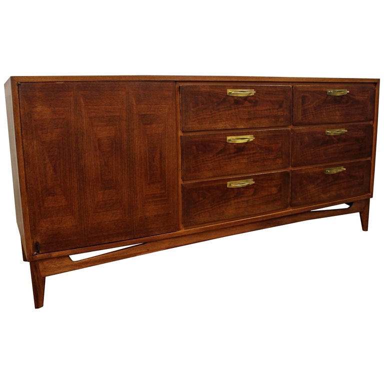 Mid-Century Modern Parquetry Credenza by Red Lion