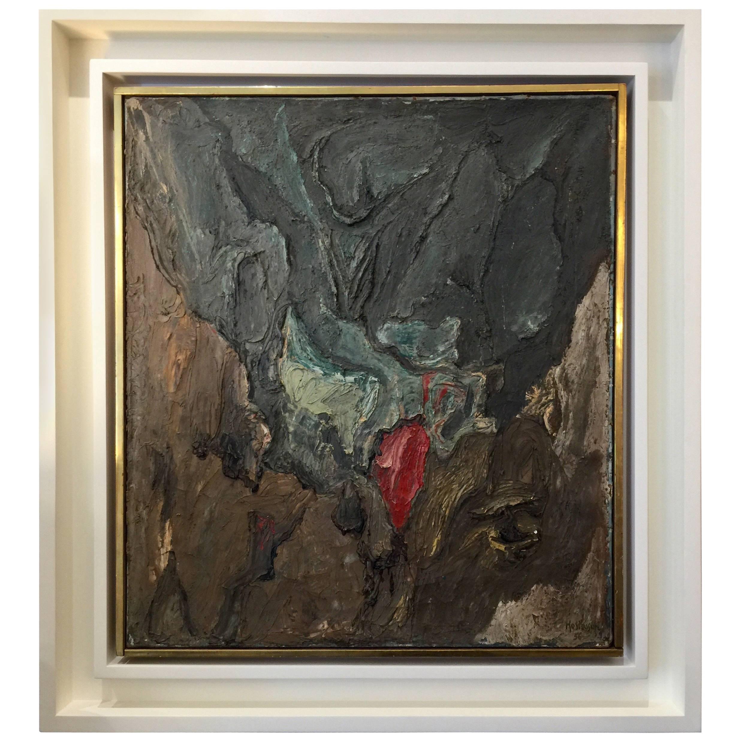 Philippe Hosiasson Original Oil on Canvas, Tache Rouge For Sale