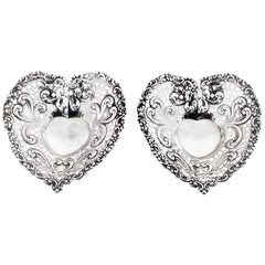 Antique Pair of Heart Dishes