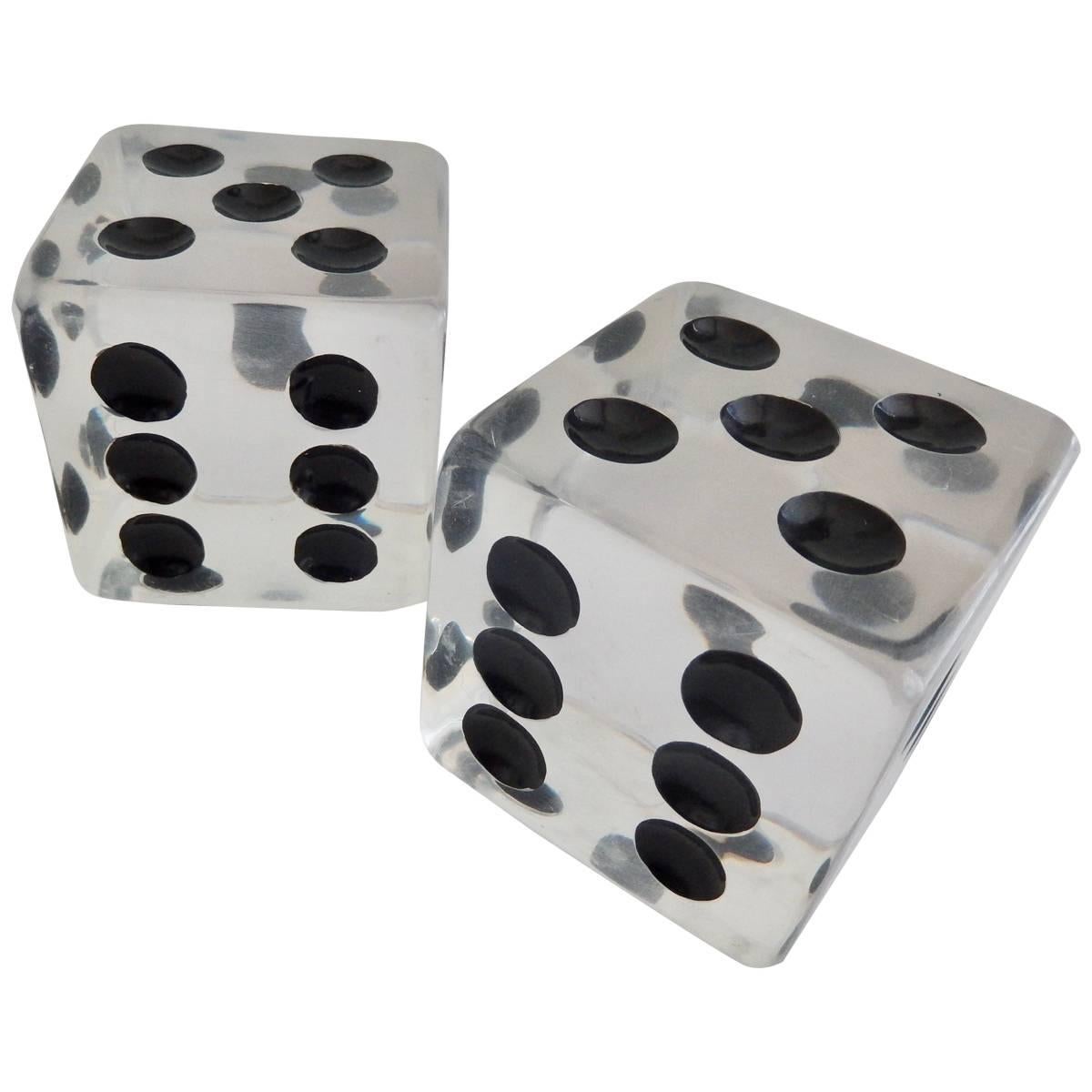 1970s Oversized Pair of Lucite Dice or Pop Art For Sale