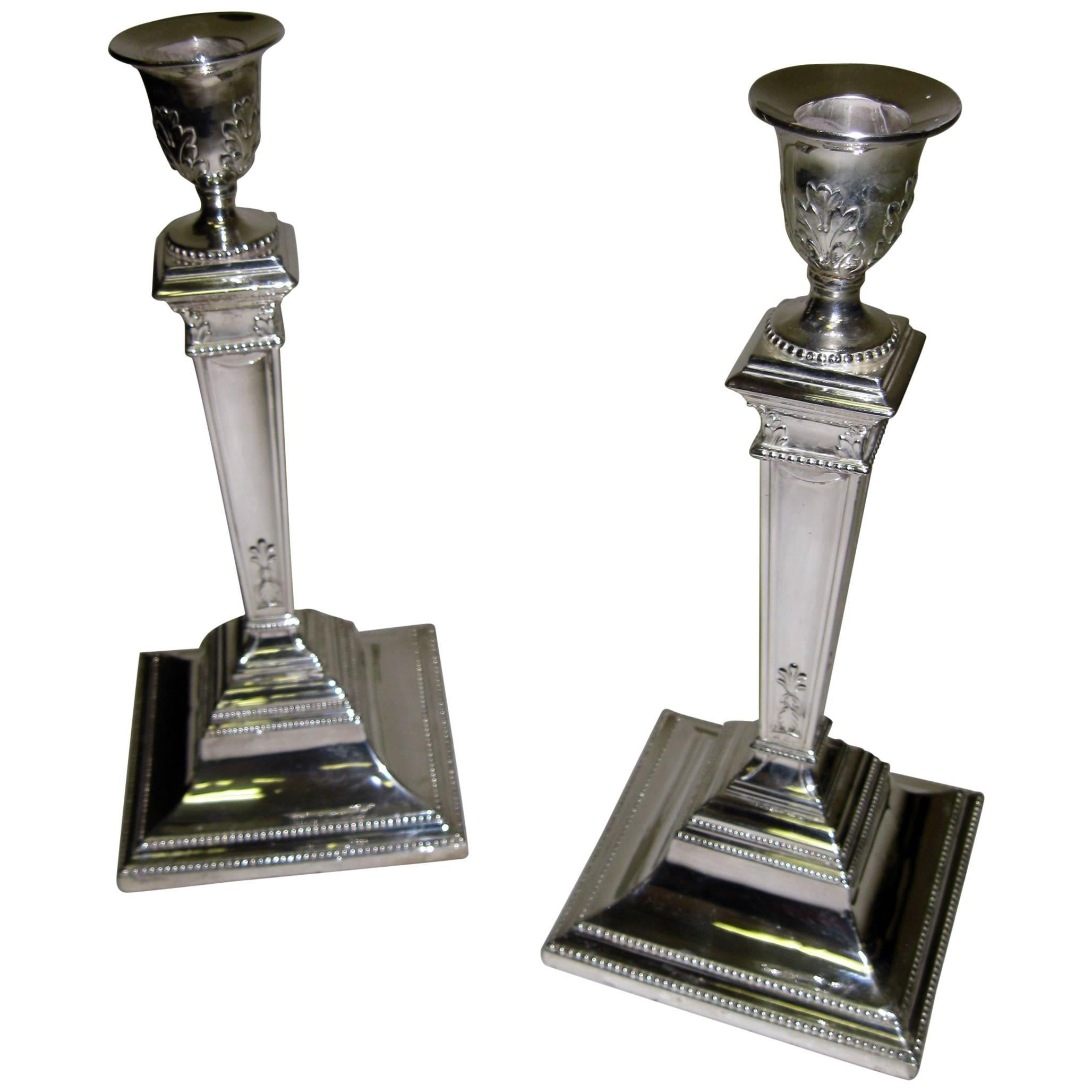 George V Triple Silver Plated Candlesticks