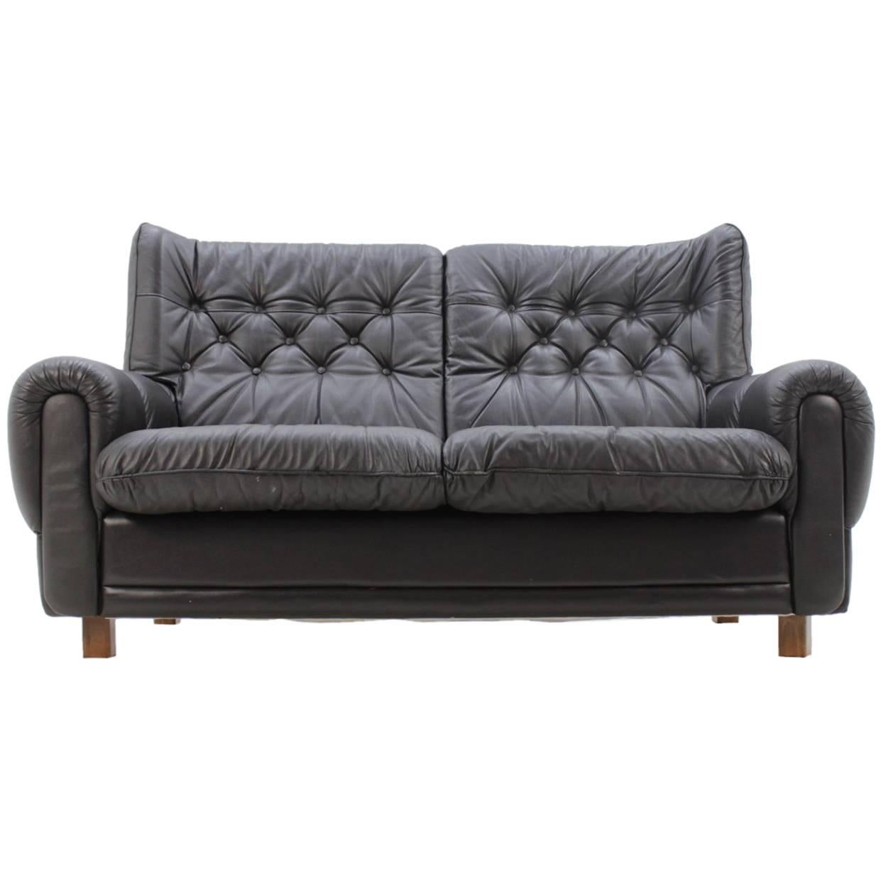Midcentury Design Leather Sofa