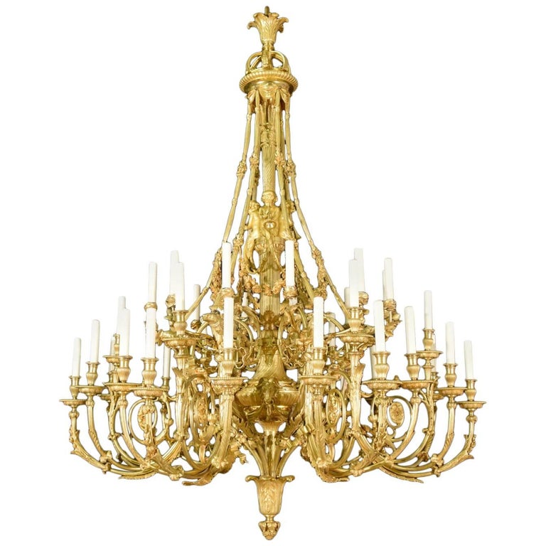 Antique Chandelier, 19th Century Gilt Bronze For Sale at 1stdibs